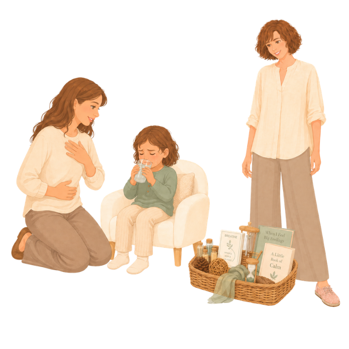 A child using a calm regulation area at home